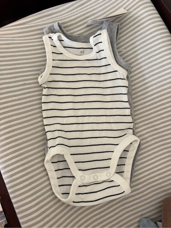 H&M Other - H&M TWO PACK Baby Striped Tank One-Piece Bodysuit - White & Gray